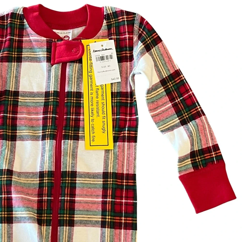 NWT Hanna Andersson Pajama Sleeper Unisex 80cm 18-24mos Plaid 100% Organic Cotto